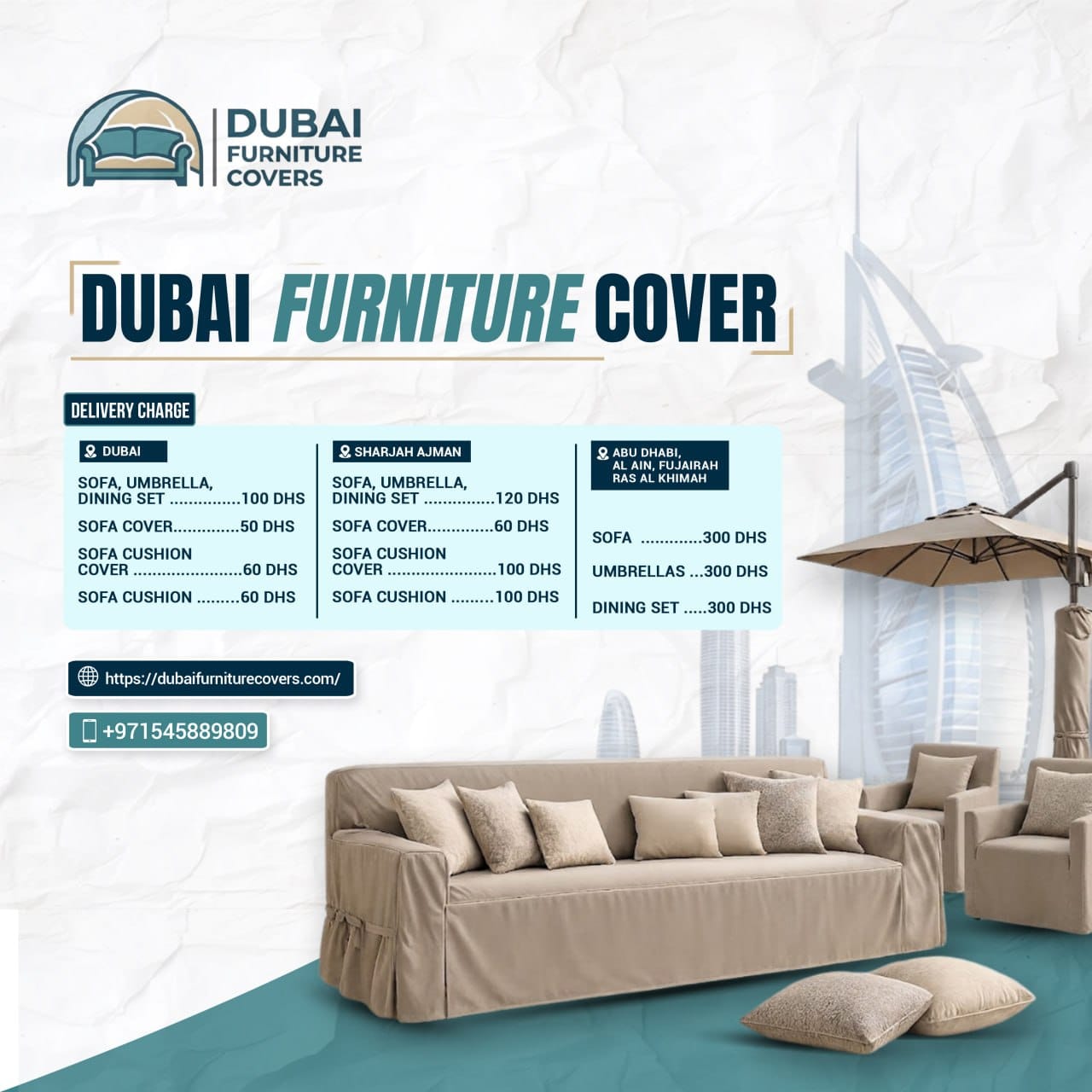 Dubai Furniture Covers price list social media post